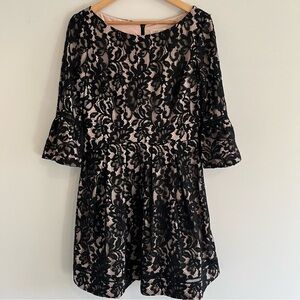 Eliza J size 12 Floral Appliqué Lace Dress LBD Cocktail Party Whimsigoth